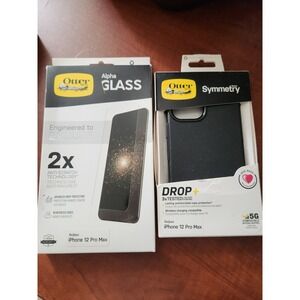 OtterBox iPhone 12 Pro Max Symmetry Case and Alpha Glass Screen Protector Bundle
